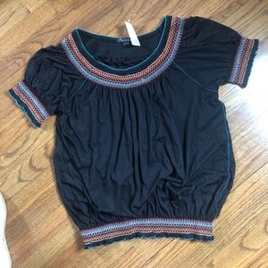 Size L blouson top with embroidery
